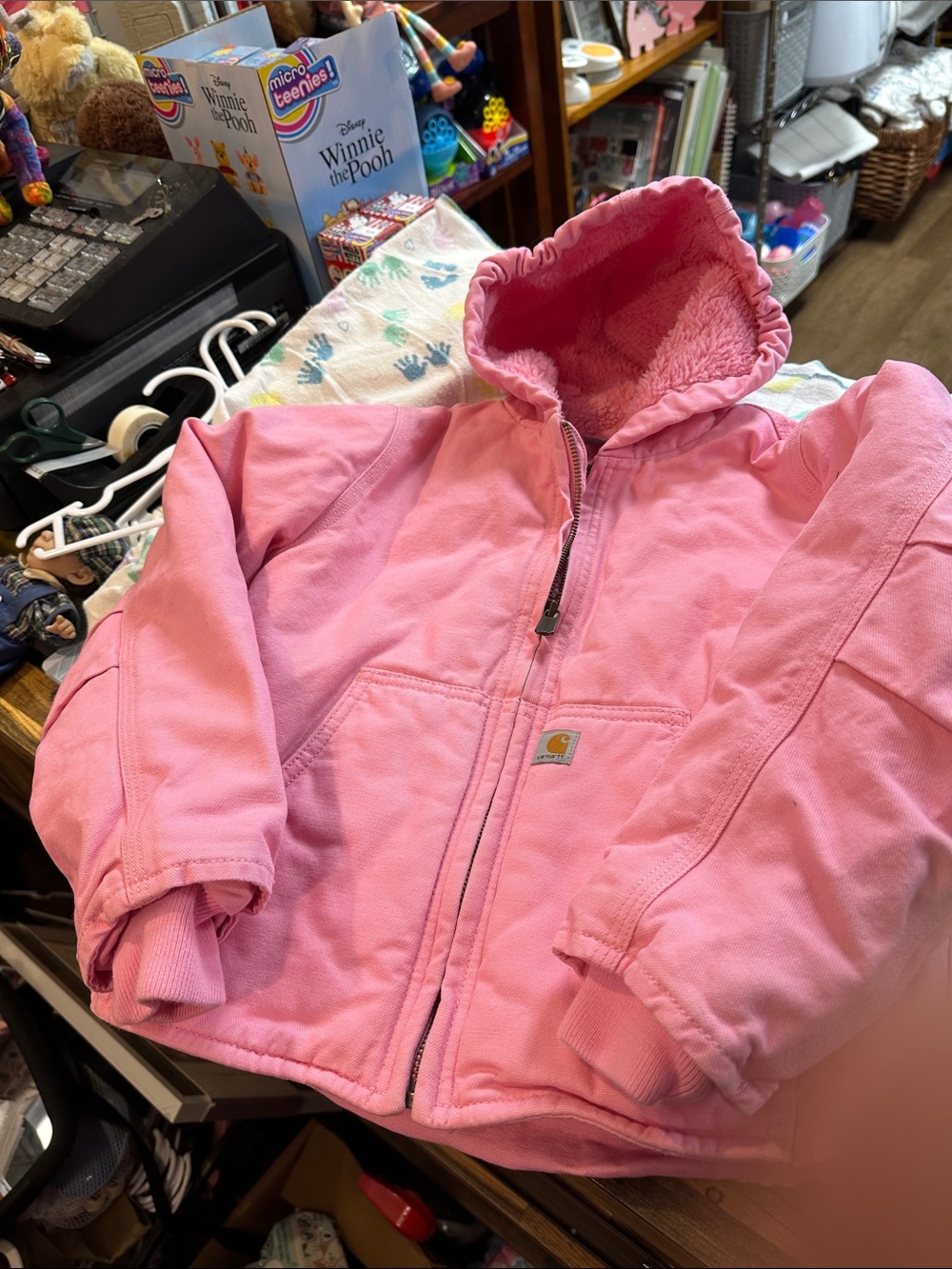 Carhartt Girls Pink Hooded Sherpa Puffer Jacket